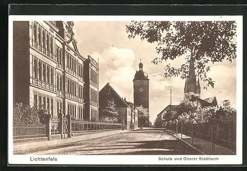 AK Lichtenfels, Schule u. Oberer Stadtturm