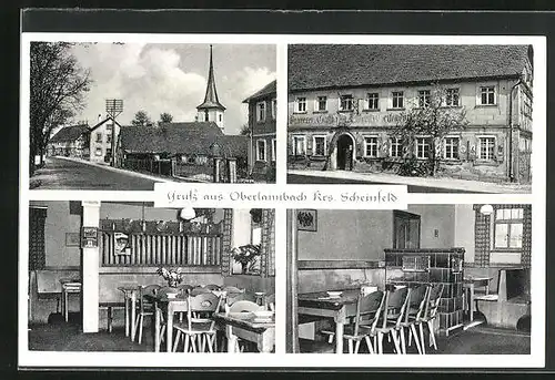 AK Oberlaimbach b. Scheinfeld, Gasthaus zum Adler, Strassenpartie