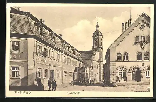 AK Scheinfeld, Kirchstrasse mit Gasthof Weisses Ross