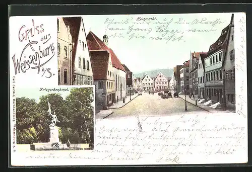 AK Weissenburg a /S., Holzmarkt, Kriegerdenkmal