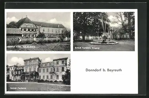 AK Donndorf b. Bayreuth, Gasthof Adler, Schloss Fantaisie, Eingang