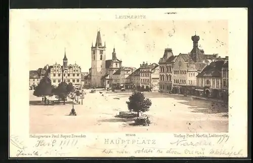 AK Leitmeritz / Litomerice, Hauptplatz mit Kirche