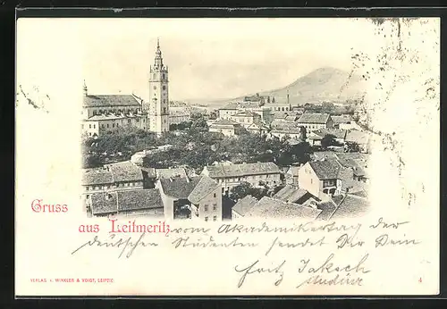 AK Leitmeritz / Litomerice, Ortsansicht aus der Vogelschau