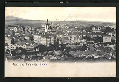 AK Leitmeritz / Litomerice, Panorama aus der Vogelschau