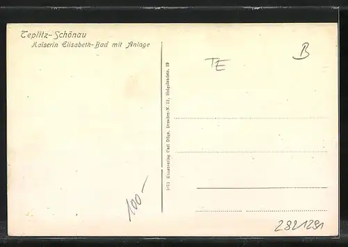 AK Teplitz Schönau / Teplice, Kaiserin Elisabeth-Bad mit Anlage