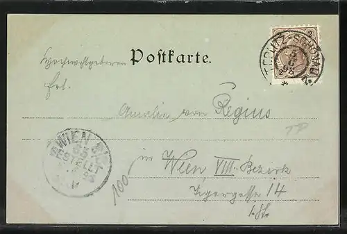 Mondschein-AK Teplitz Schönau / Teplice, Blick vom Kurhaus Hartmannshof