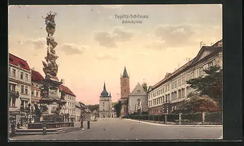 AK Teplitz Schönau / Teplice, Schlossplatz