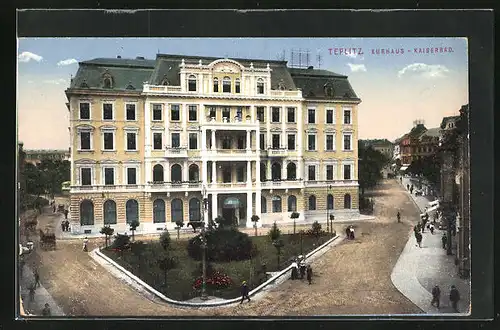 AK Teplitz Schönau / Teplice, Kurhaus-Kaiserbad aus der Vogelschau