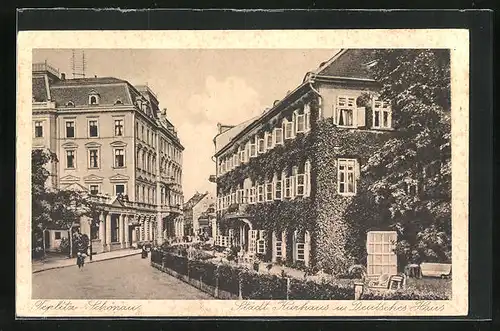 AK Teplitz Schönau / Teplice, Städt. Kurhaus und Deutsches Huas