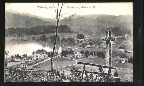 AK Titisee im bad. Schwarzwald, Gesamtansicht aus der Vogelschau