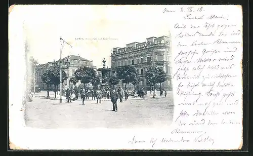 AK Aachen, Kaiserplatz mit Kaiserbrunnen