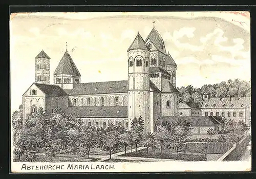 AK Maria Laach, Blick zur Abteikirche