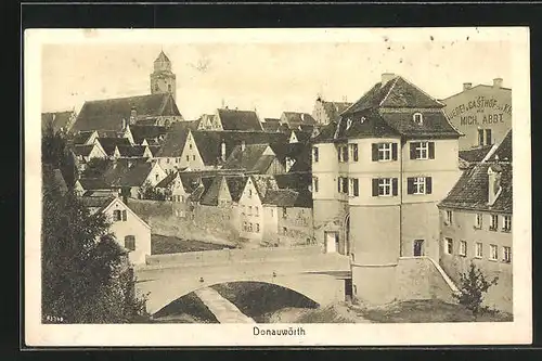 AK Donauwörth, Ortspartie mit Kirche
