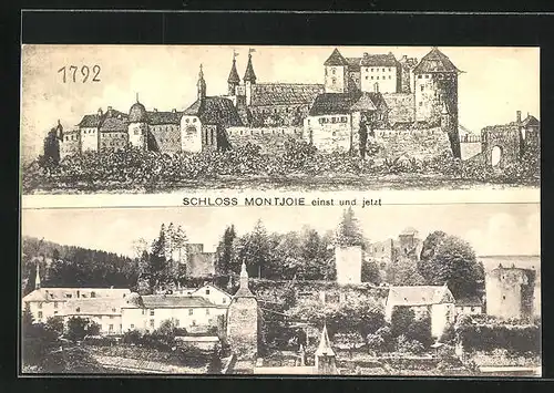 AK Montjoie, Schloss einst 1792 und jetzt
