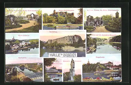 AK Halle /Saale, Zehn Ansichten aus dr romantischen Umgebung