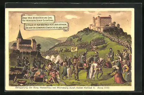 AK Weinsberg, Belagerung der Burg Weibertreu durch Kaiser Konrad III. Anno 1140