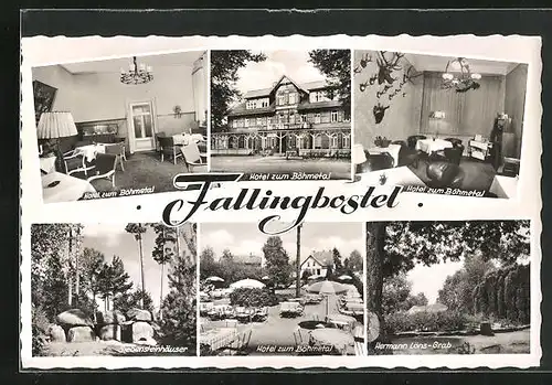 AK Fallingbostel, Hotel zum Böhmetal, Hermann Löns-Grab, Siebensteinhäuser