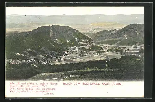 AK Oybin, Ortsansicht, Blick vom Hochwald