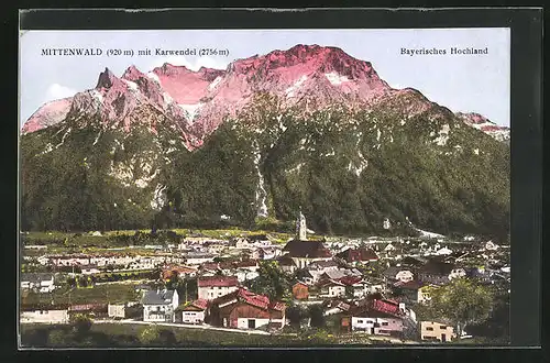 AK Mittenwald, Gesamtansicht mit Karwendel