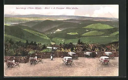 AK Inselsberg / Thür. Wald, Blick von der Terrasse des Hotels Gotha
