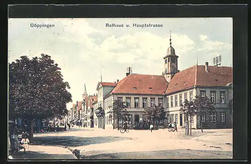 AK Göppingen, Rathaus und Hauptstrasse