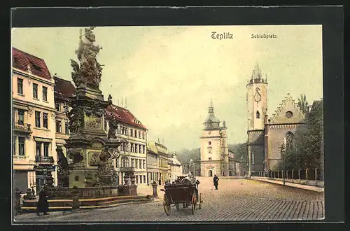 AK Teplitz Schönau / Teplice, Schlossplatz