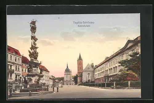 AK Teplitz Schönau / Teplice, Schlossplatz