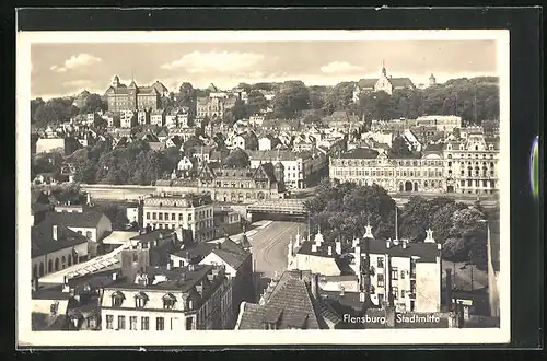 AK Flensburg, Blick auf Stadtmitte