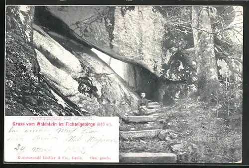 AK Zell / Fichtelgebirge, Felsdurchgang zur Schüssel