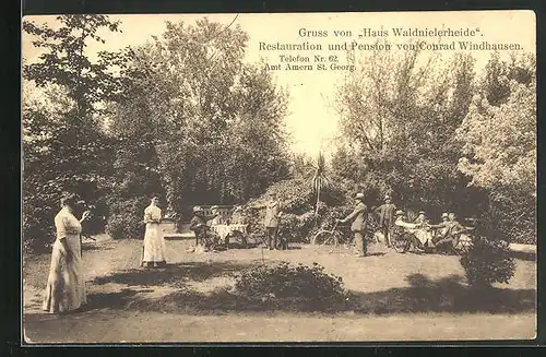 AK Amern, Garten der Pension Haus Waldnielerheide, Inh. Conrad Windhausen