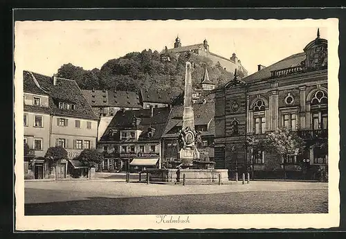 AK Kulmbach, Markt mit Brunnen
