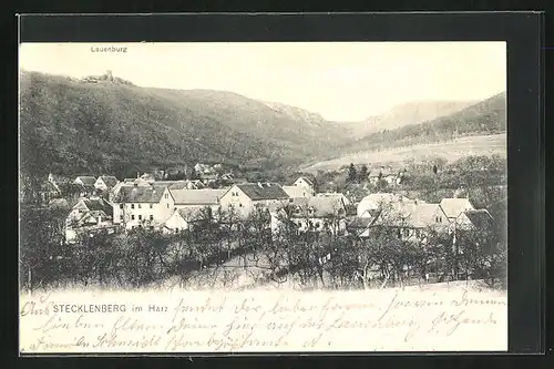 AK Stecklenberg im Harz, Totalansicht aus der Vogelschau