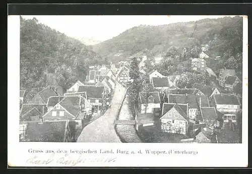 AK Burg a.d. Wupper, Unterburg aus der Vogelschau