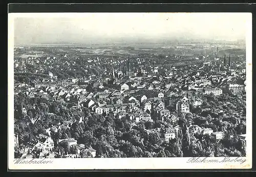 AK Wiesbaden, Blick vom Neroberg auf die Stadt