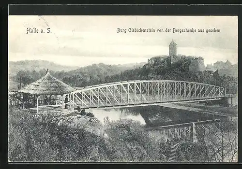 AK Halle a.d. Saale, Burg Giebichenstein von der Bergschenke aus gesehen