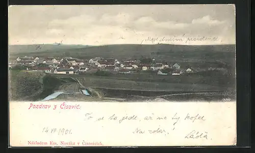 AK Cisovice, Panorama aus der Vogelschau