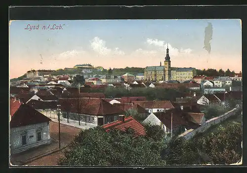 AK Lissa / Lysa, Ortsansicht aus der Vogelschau