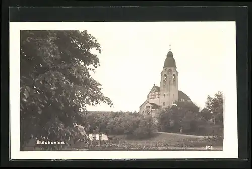 AK Stechovice n. Vlt., Blick zur Kirche