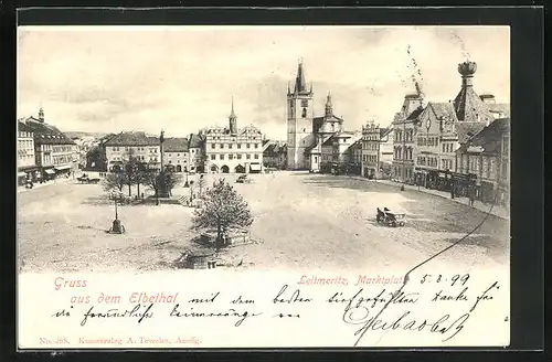 AK Leitmeritz / Litomerice, Marktplatz mit Kirche