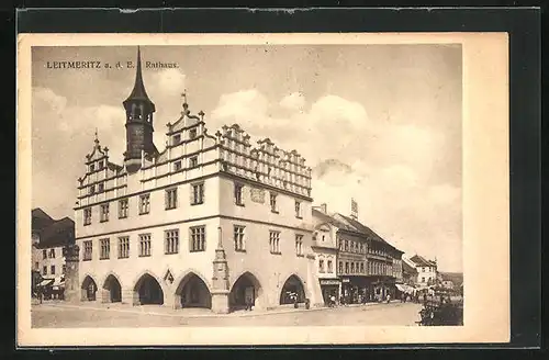 AK Leitmeritz / Litomerice, Partie am Rathaus