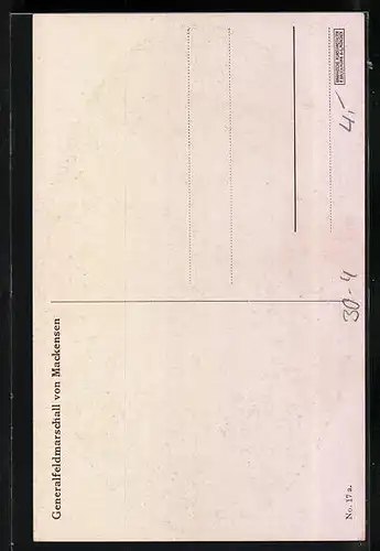 AK Porträt Heerführer Generalfeldmarschall von Mackensen