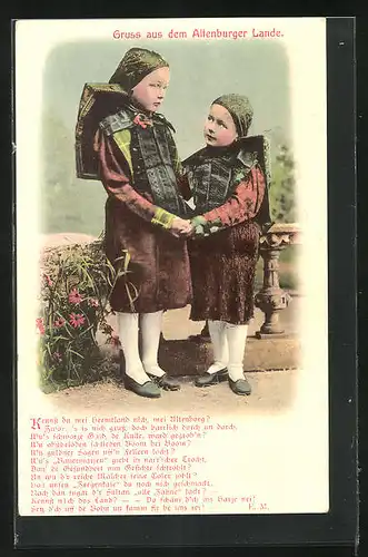 AK Kinder aus dem Altenburger Lande in thüringischer Tracht