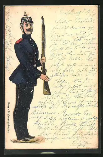 AK Soldat der Infanterie in Uniform mit Gewehr