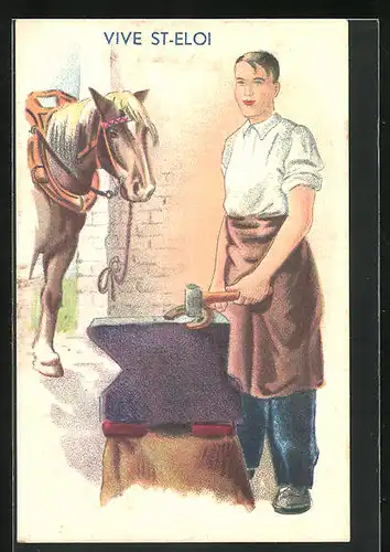 AK Schmied bearbeitet ein Hufeisen für ein Pferd