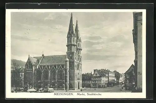 AK Meiningen, Markt mit Stadtkirche