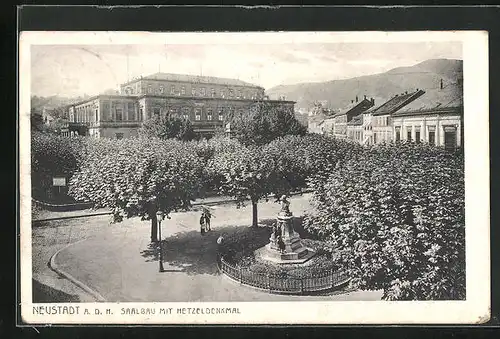 AK Neustadt a. d. H., Saalbau mit Hetzeldenkmal