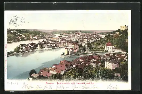 AK Passau, Ortsansicht mit Innstadt und Ilz