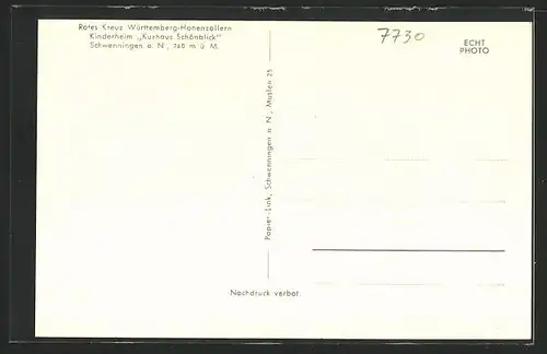 AK Schwenningen a. N., Rotes Kreuz Kinderheim Kurhaus Schönblick