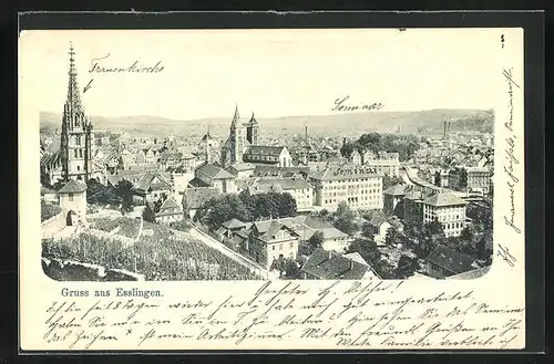 AK Esslingen, Ortsansicht mit Blick zur Frauenkirche