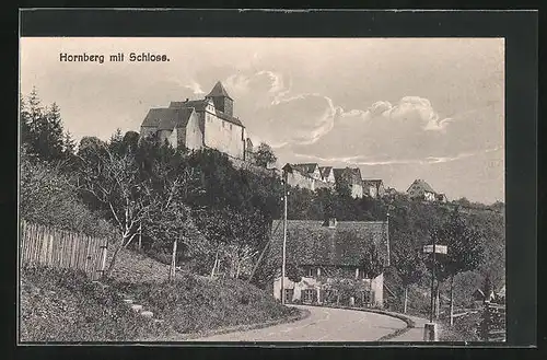 AK Hornberg, Ortspartie mit Blick zum Schloss